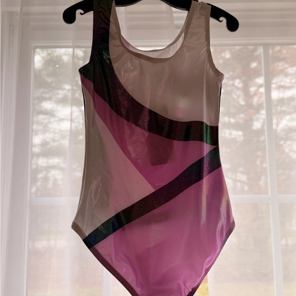 NWT Pink and Black Swirl Gymnastics Leotard - Picture 3 of 5